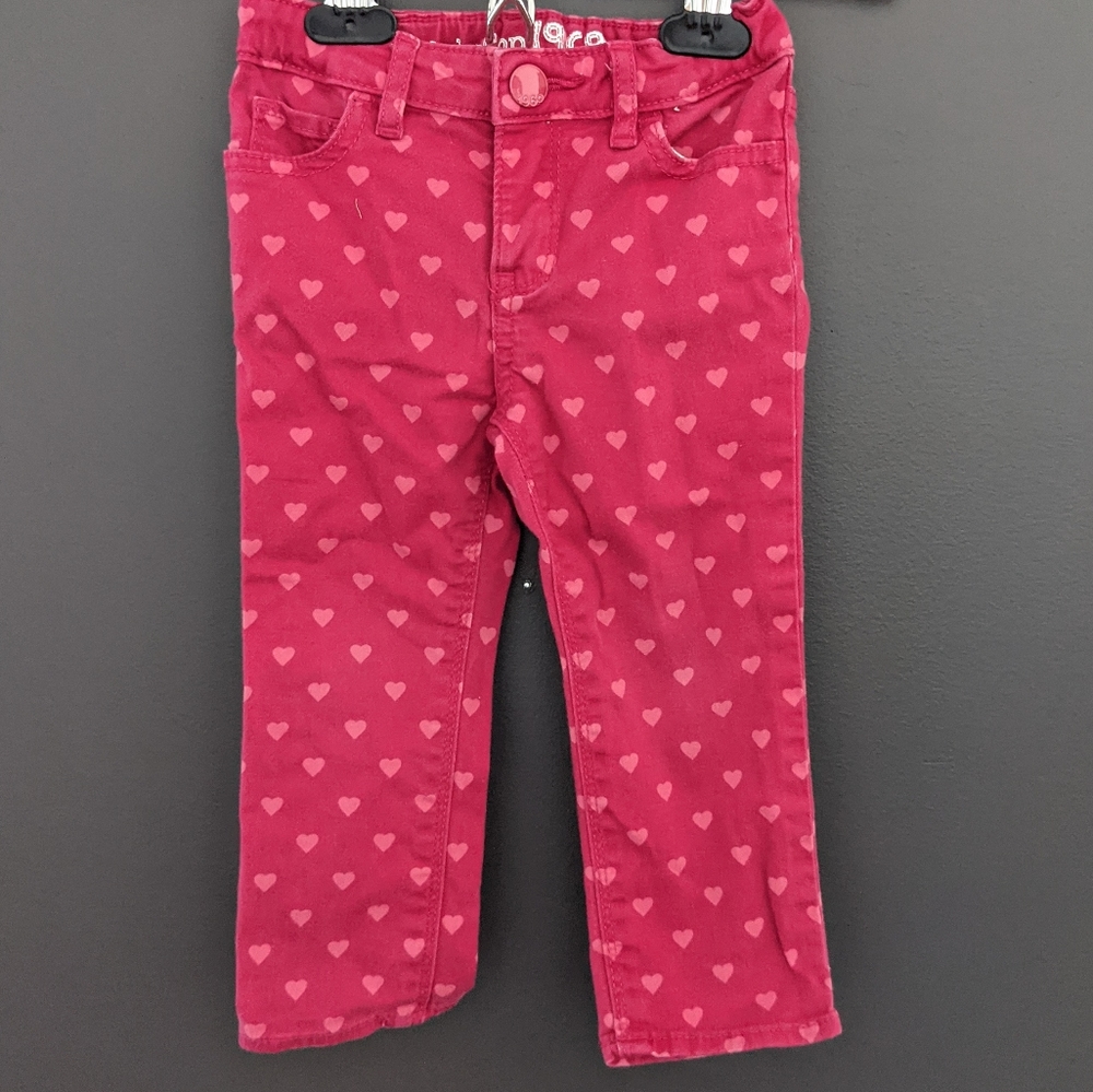 Baby Gap dark pink heart pattern skinny jeans